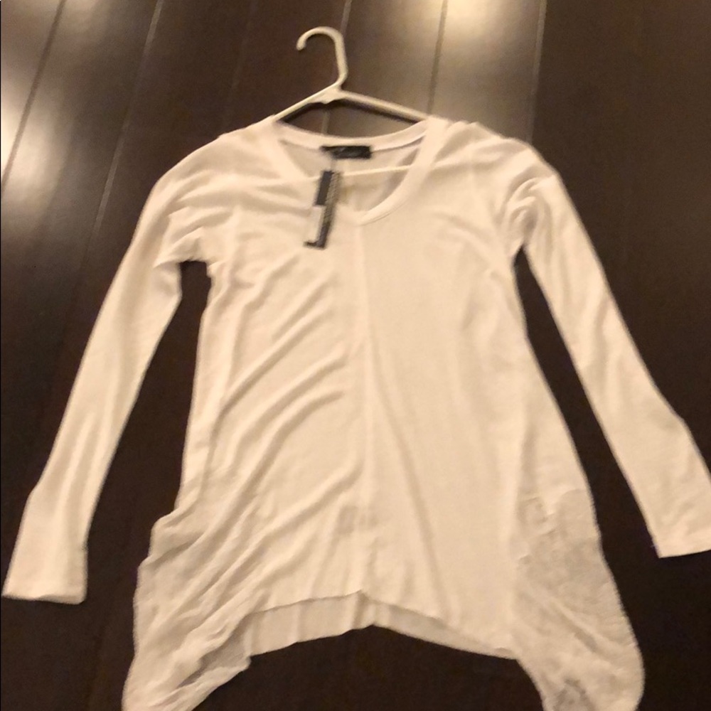 NWT Benjamin jay “shred” long sleeve top - white